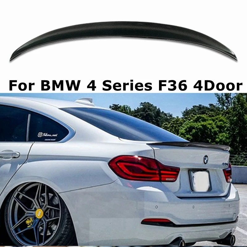 FOR BMW 4 Series F36 4Door Cran Coupe P Style Carbon fiber Rear Spoiler Trunk wing 2014-2019 FRP Glossy black Forged carbon