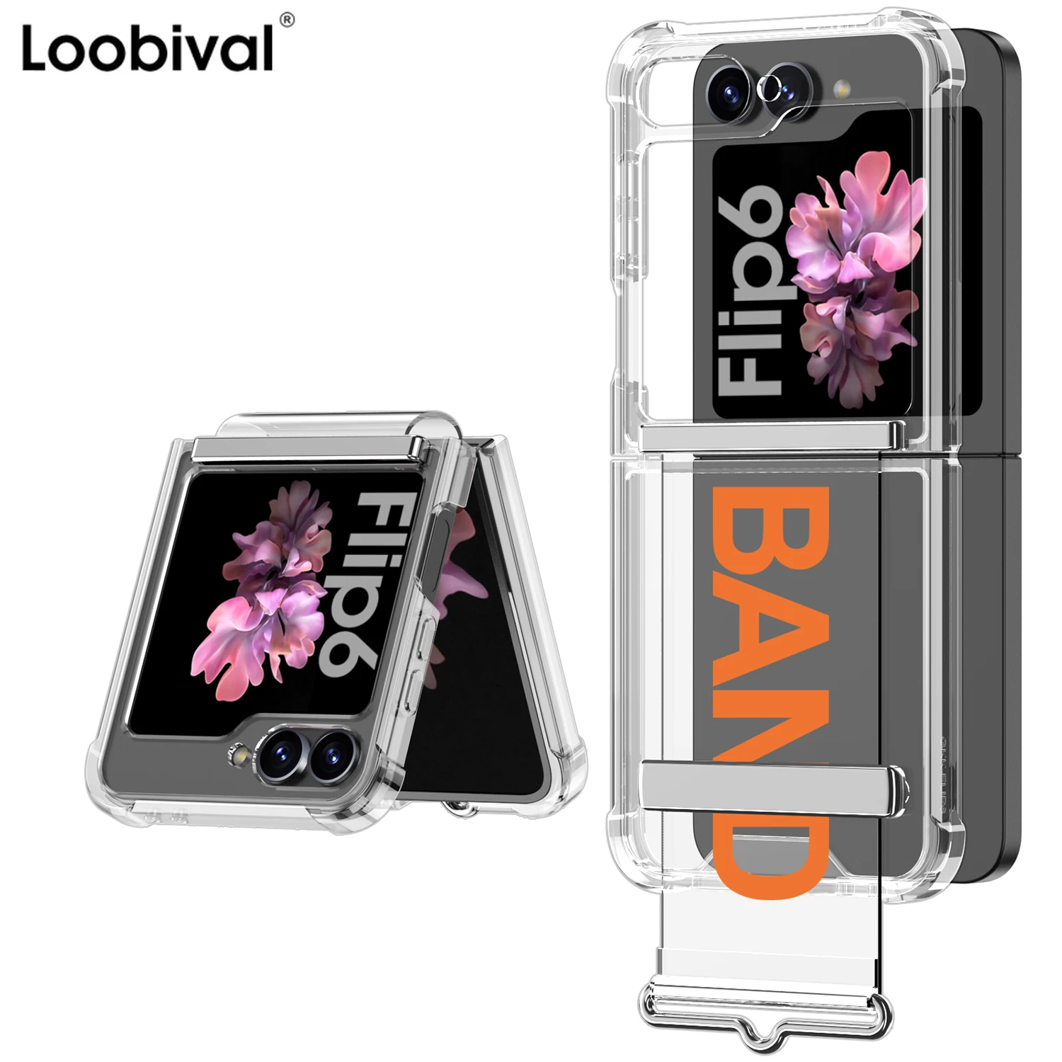 Z Flip6 Airbag Bumper Transparent Case for Samsung Galaxy Zflip5 Z Flip 6 5 4 3 Flip4 ZFlip3 Luxury Wristband Shockproof Cover