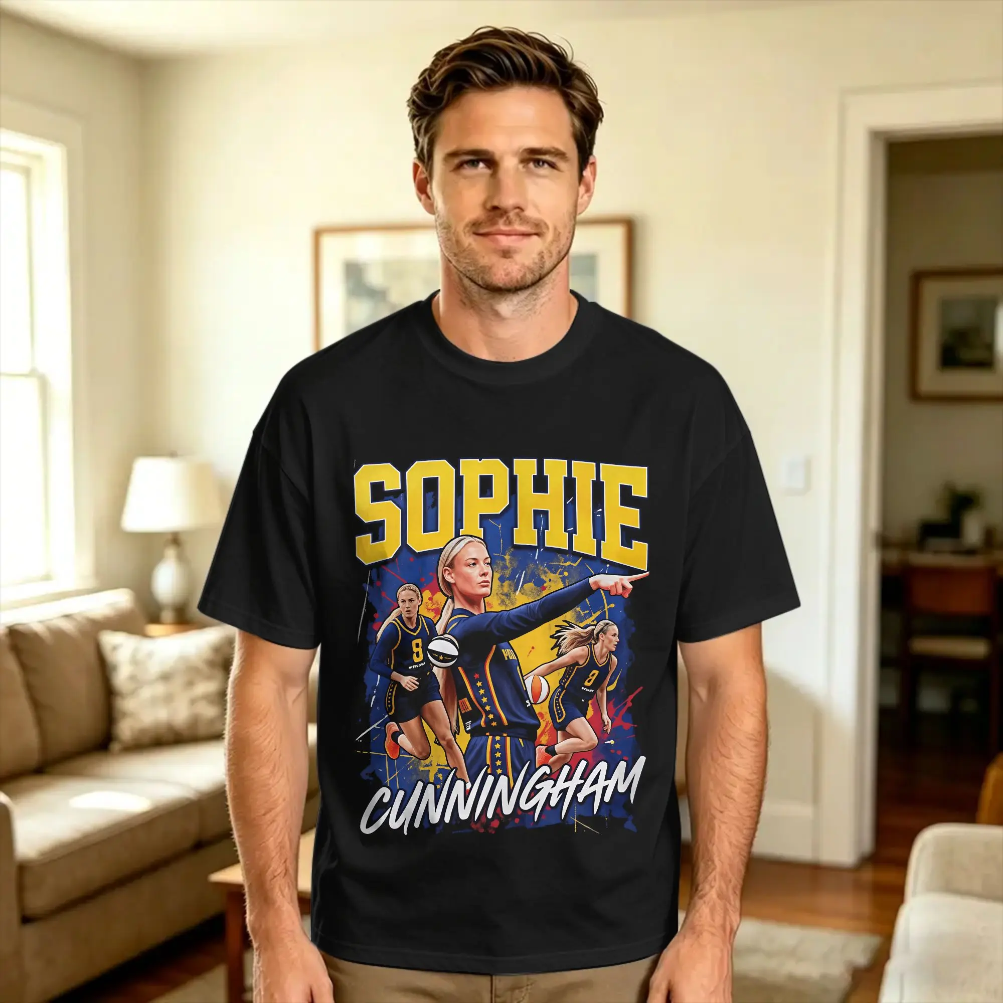 Sophie Cunningham Point Pose T-Shirt Men's  Funny T Shirts Summer O-Neck Hip Hop Tees Cheap Oversized Tops