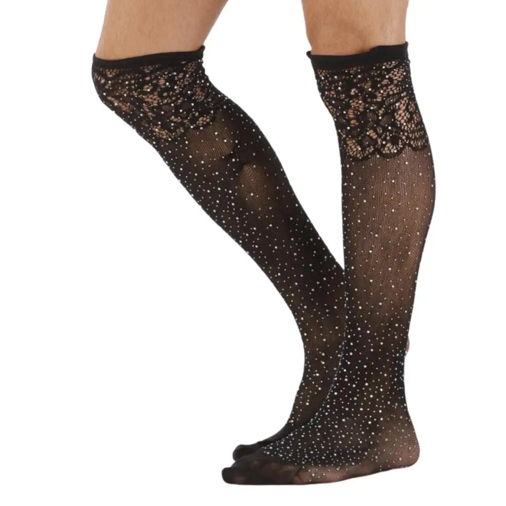 

Мужские взрослые кружевные чулки со стразами, чулочно-носочные изделия, нейлоновые колготки, носки, костюмы для геев