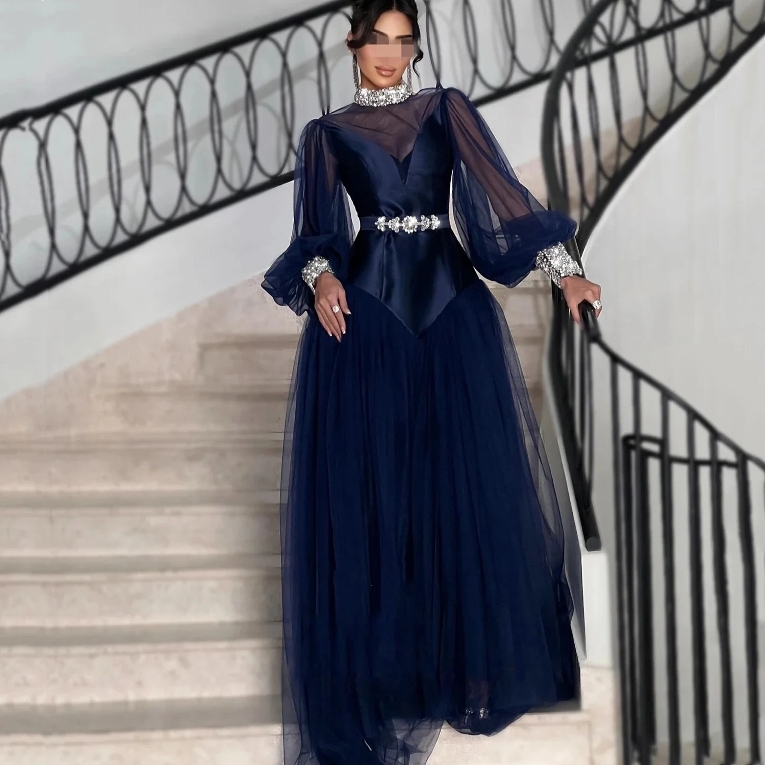 

Синее платье с длинными рукавами и бисером на заказ Вечерние платья для выпускного вечера Pastrol Унисекс Джерси Ретро Дубай Саудовская Аравия по индивидуальному заказу