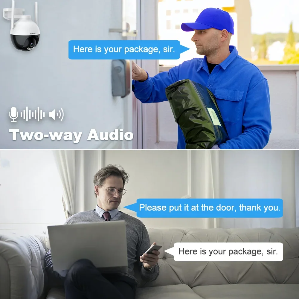 Srihome 2 stks HD PTZ WIFI Camera Buiten 3X Digitale Zoom AI Human Tracking Wifi IP Camera Tweeweg Audio CCTV Beveiliging SmartCamera