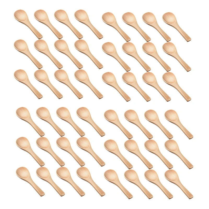 

120 Pieces Small Wooden Spoons Mini Nature Wooden Spoons Mini Tasting Spoons Condiments Salt Spoons For Kitchen Cooking