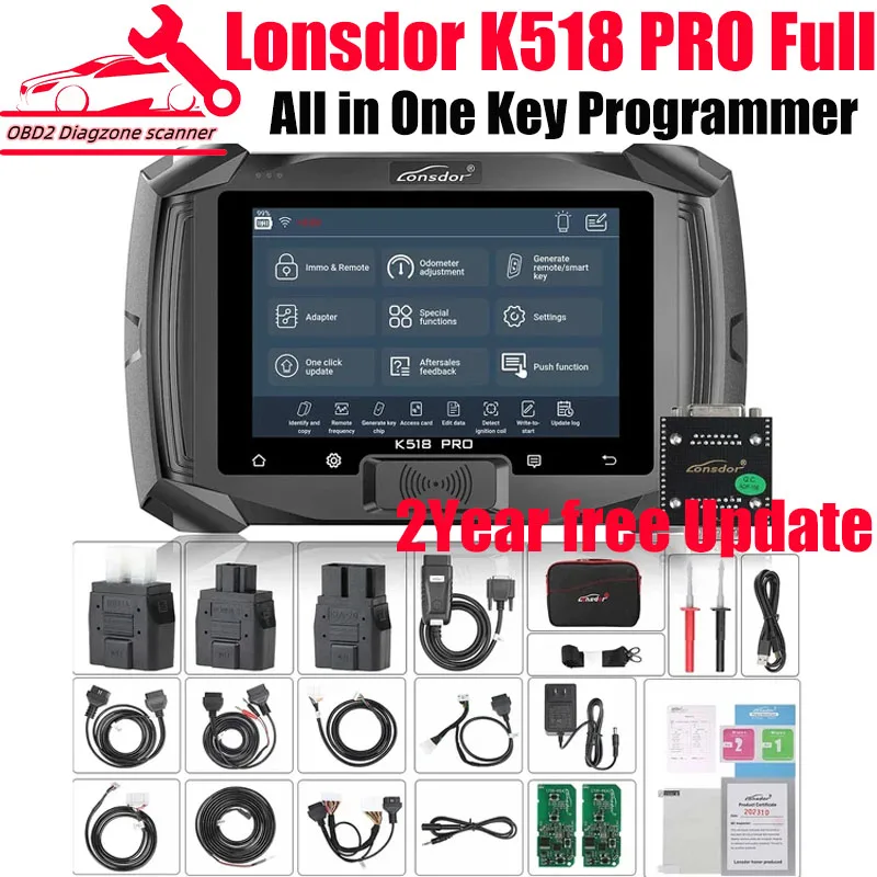 

Программатор для ключей Lonsdor K518 PRO, комплект из 2 программаторов LT20 для автомобилей Toyota FP30, с кабелем для Nissan 40 BCM , JCD, JLR и адаптером ADP