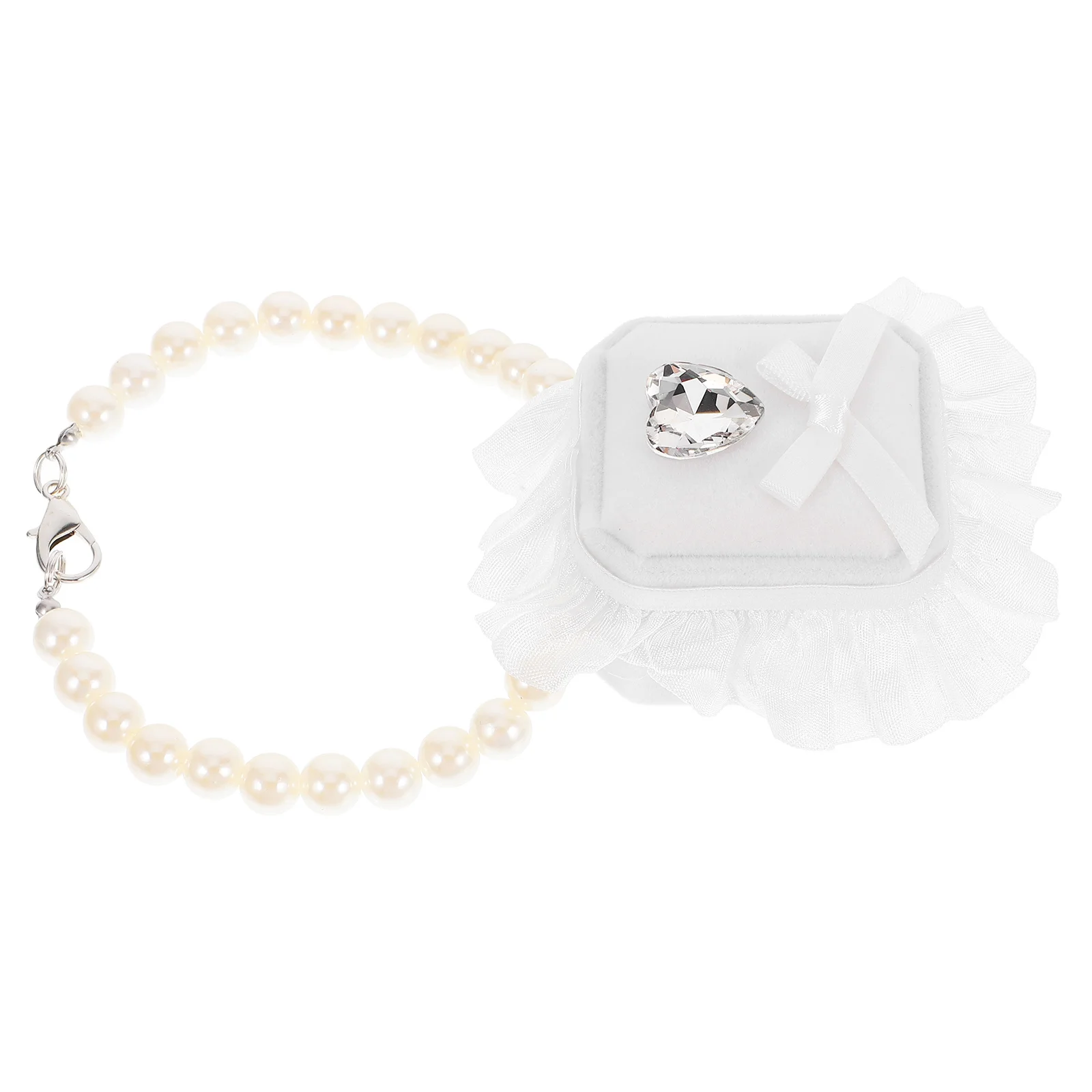 

Pet Wedding Ring Box Collar Necklace Holder for Rings Bearer Ceremony Proposal Accessory Pearl Engagement Case