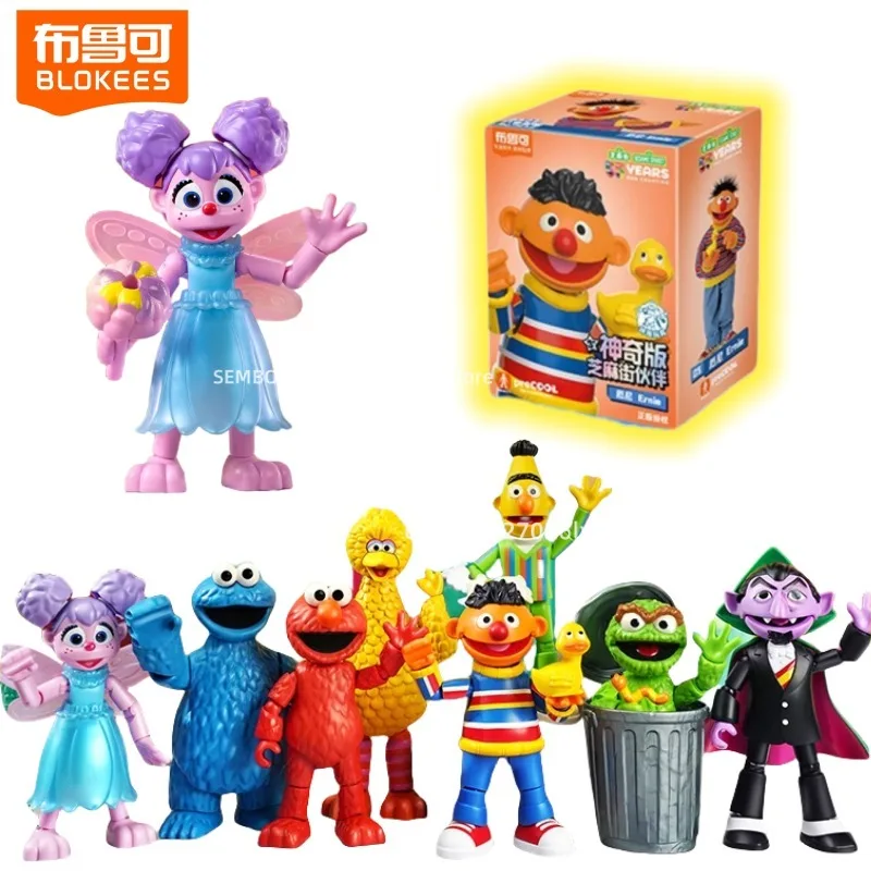 BLOKEE-bloques de construcción ensamblados de sésamo abierto, versión mágica de Elmo Kawaii, modelo de juguete, adornos de escritorio, regalos de vacaciones para niños