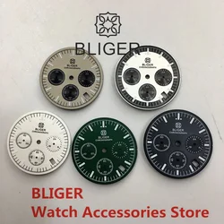 BLIGER 32.5mm Watch Dial Speed Chronograph For VK63 Quartz Movement Luminous Modified Replacement Watch Accessories