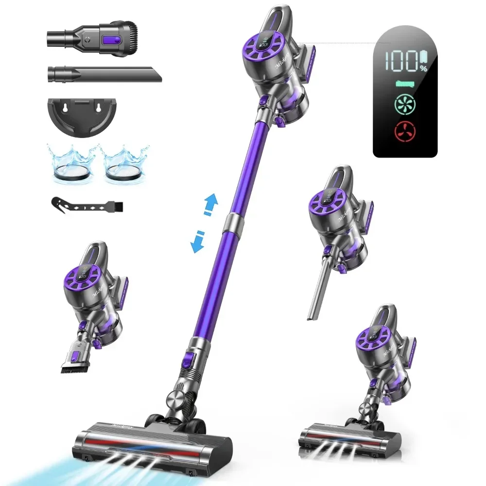 Vacuum Cleaner Cordless, 450W 36Kpa with Long Runtime Detachable Battery, Vacuum Cleaner with LED Display, Handheld Vacuums