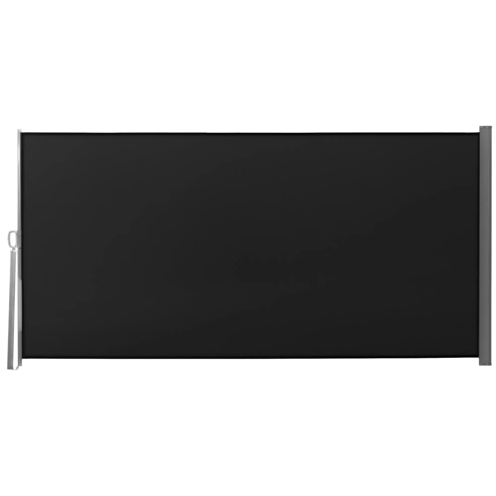Paravent rétractable 3 × 1,6 m, structure métallique, polyester 180g/m², imperméable, résistant aux UV, noir