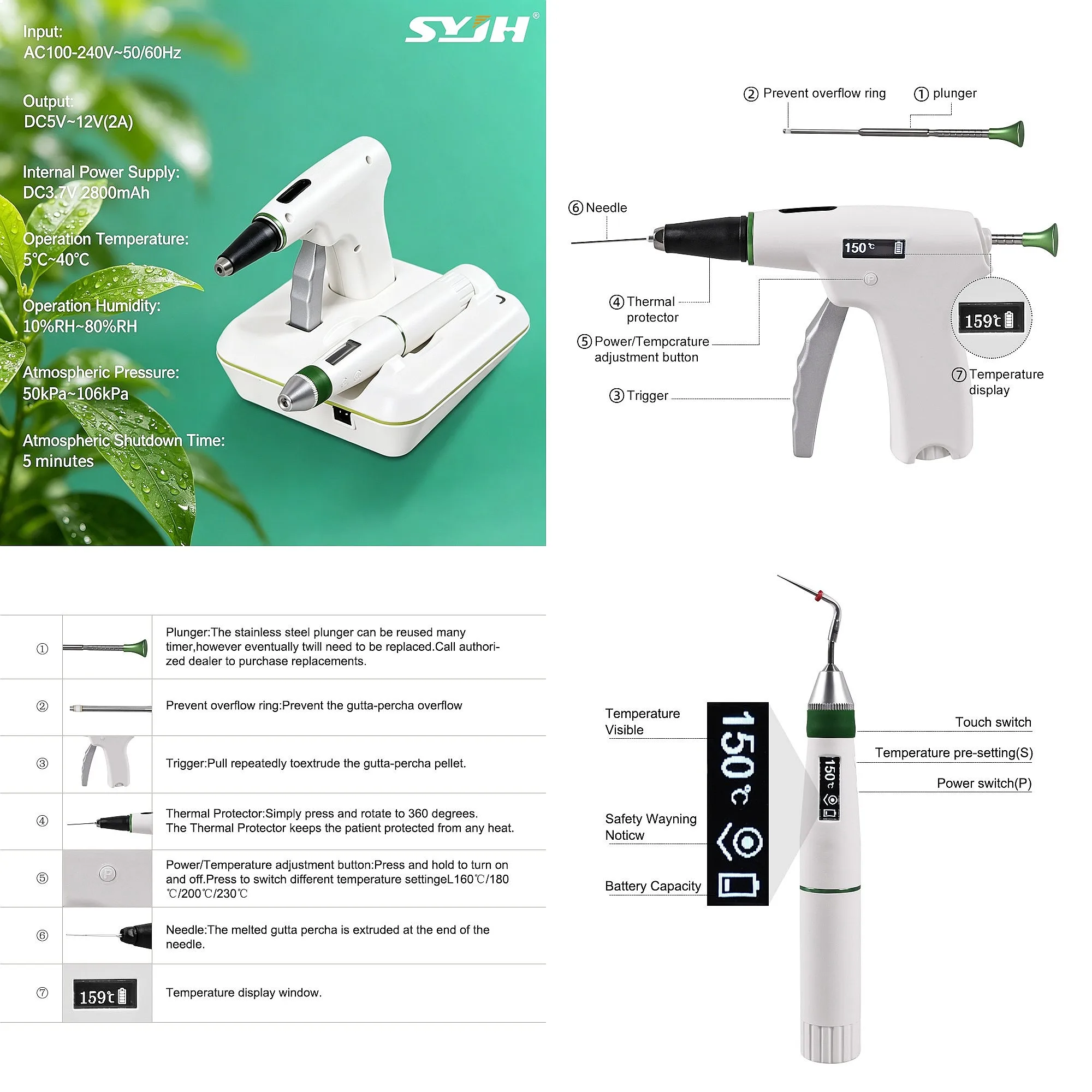 Dentals Fast-Fill Wireless 2 in 1 Endo Obturation System Hot Melt Pen Gun Precision Temperature Control Dentistry Tools