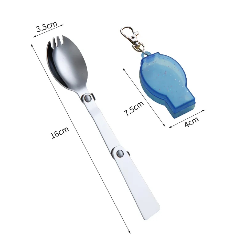 Portable Collapsible Stainless Steel Cutlery Set - Spoon Fork with Mini Storage Case Foldable Tableware for Camping Travel view 6