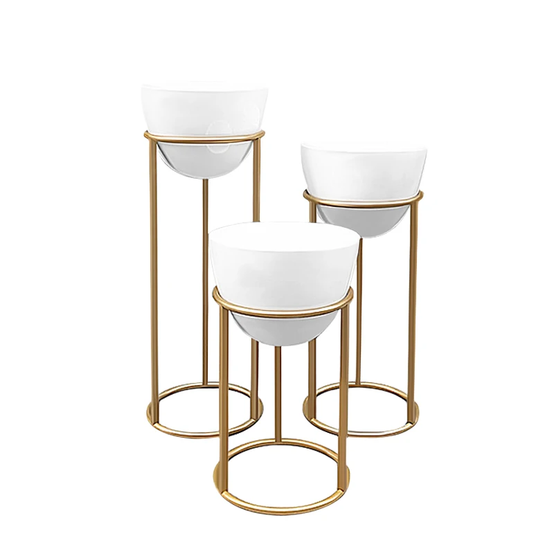 LMM simple modern FRP wrought iron cylindrical floor-to-ceiling large flower pot model room soft decoration jewelry