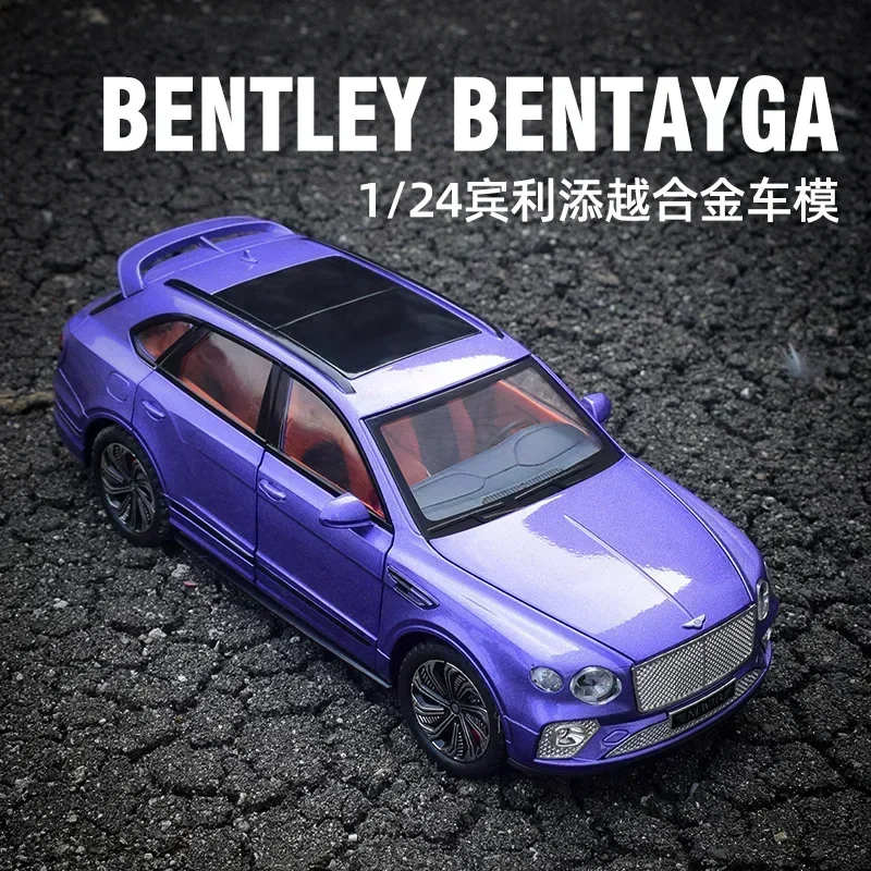 1:24 Bentley Bentayga High Simulation Diecast Metal Alloy Model samochodu Pull Back Sound Light Car Kolekcja prezentów dla dzieci A543