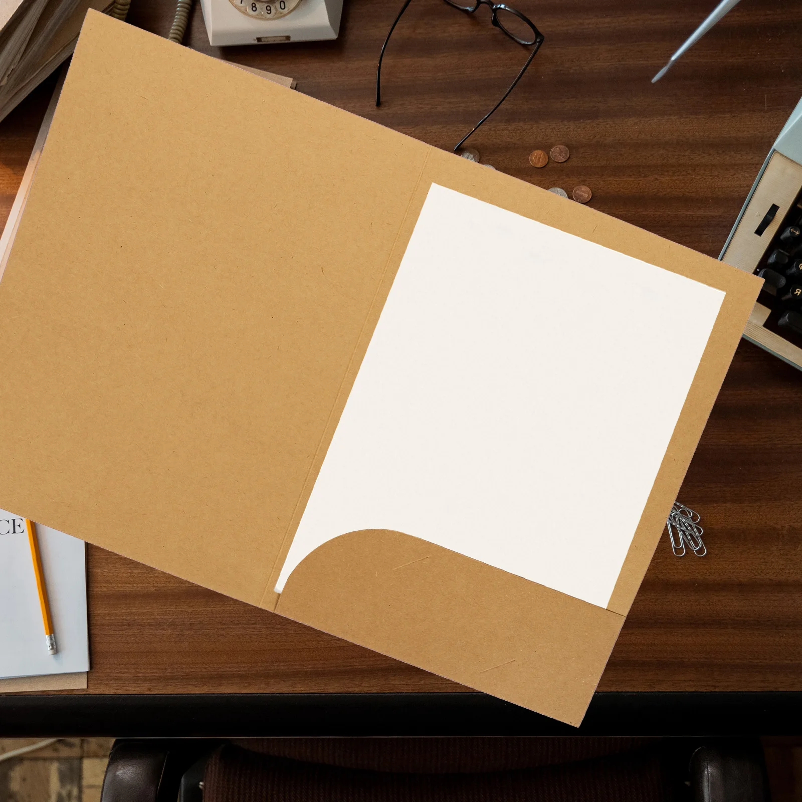 

20Pcs A4 Kraft Paper File Folders Wear Resistant Office Accessories for Document Organization Presentation File Folder