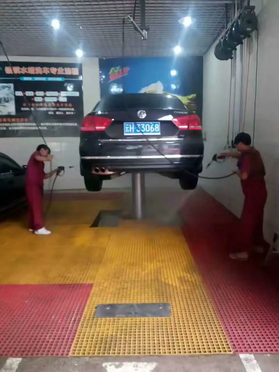 Single Post Electro Hydraulic Inground Car Lift For Car Washing Inground Lift Installation