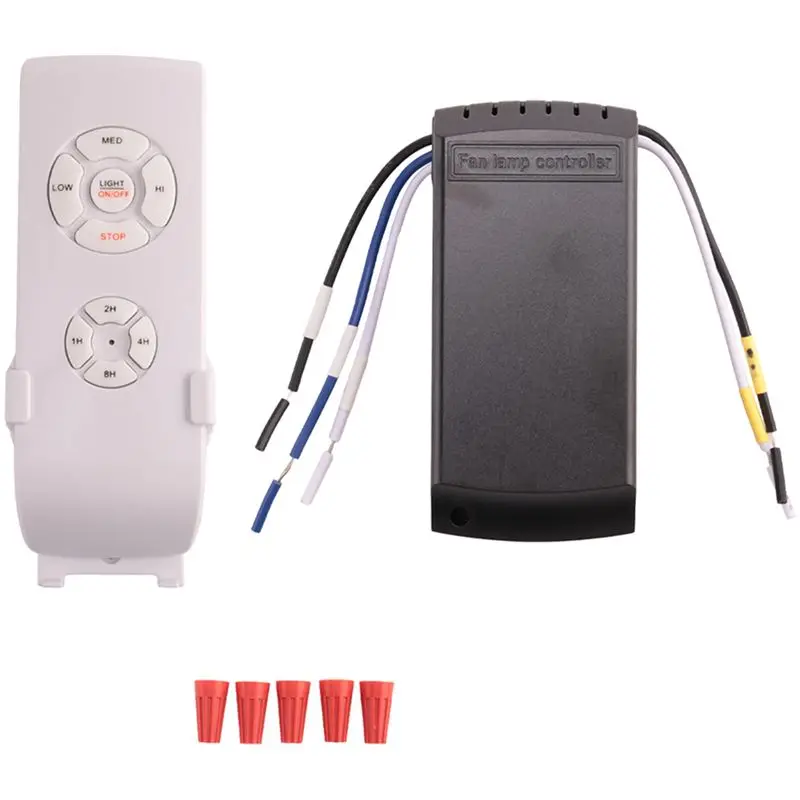 2X Universal Ceiling Fan Lamp Remote Control Kit AC 220V Timing Setting Switch Adjuste Wind Speed Transmitter Receiver