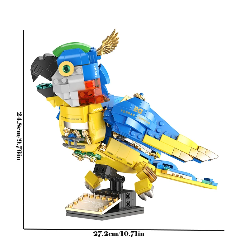 Technical Steampunk Parrot Building Blocks Set Bird Animal Model Kit Technic Bricks Kids Toy For Boys And Girls Children\'s Gifts