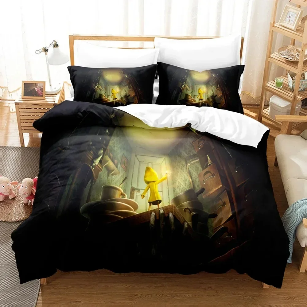 لعبة Little Nightmares ثلاثية الأبعاد طباعة طقم سرير مطبوع غطاء لحاف المخدة طقم سرير غطاء لحاف كامل الملكة الملك الحجم
