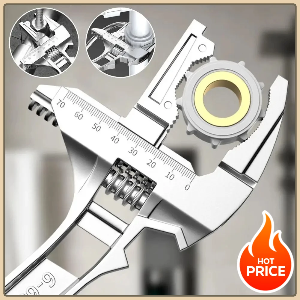 Llave de fregadero ajustable, herramientas de reparación multifunción, llave de grifo de apertura ancha para baño, llave de instalación grande, plomería A V8w3