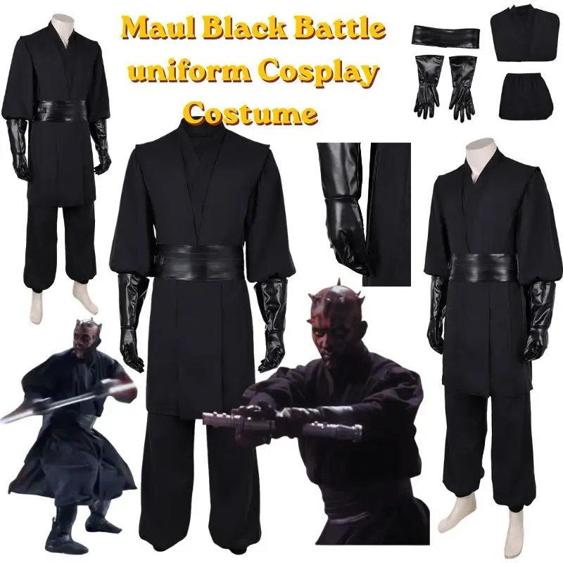 

Anime TV Wars Maul Black Battle uniform Cosplay Costume Halloween Carnival Party Jedi Knight Fancy suit