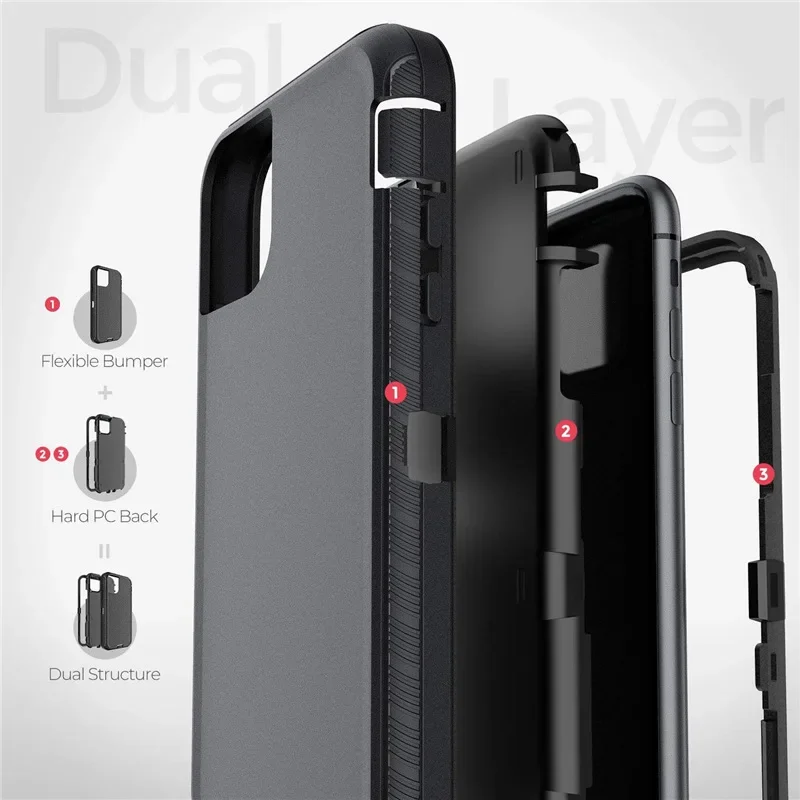 Capa defensora para iphone17 air 16 13 11 15 pro max 12 mini capa pesada à prova de choque para iphone x xs max xr 7 8 14 plus capas de armadura