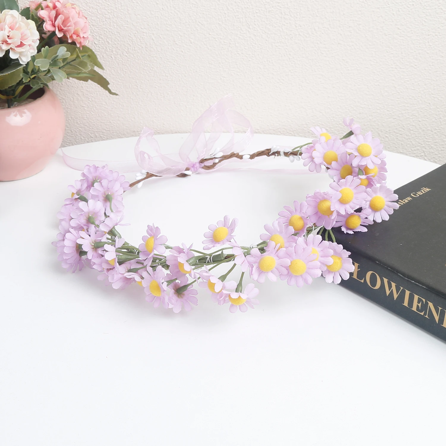 Women Beach Headband Floral Hair Lady Girls Bride Colorful Flower Headband Floral Head Wreath Garlands Beach Hair Accessories