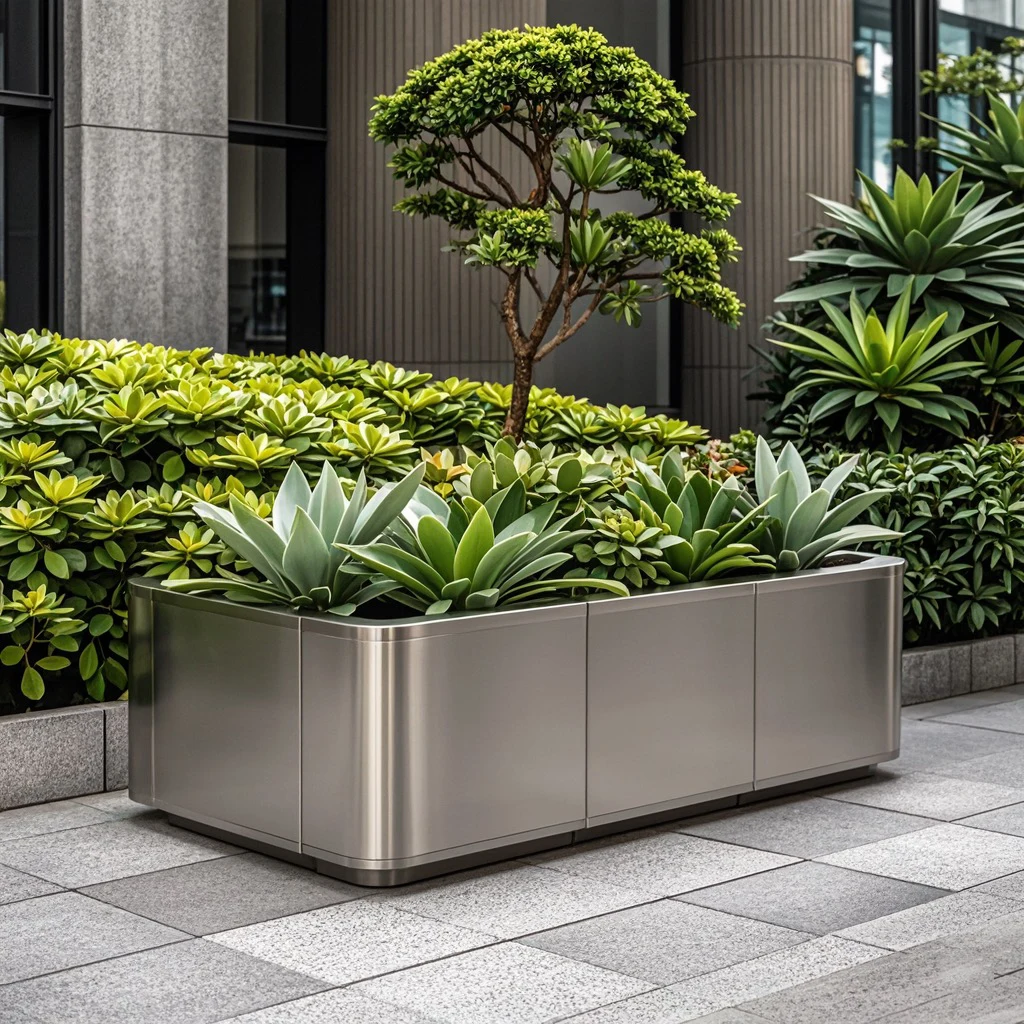 

Outdoor stainless steel flower box hotel commercial street flower bed iron