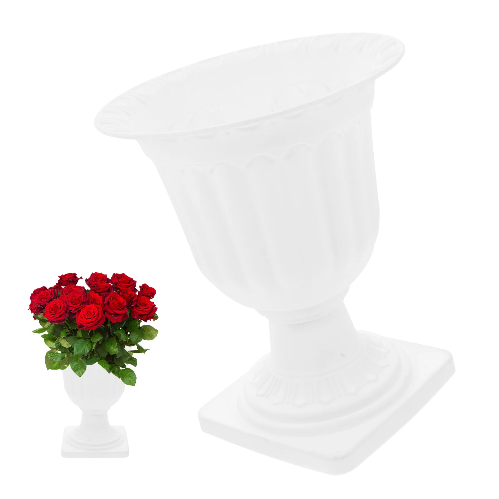 Vaso de flores decorativo de plástico estilo romano, tamanho pequeno, para porta frontal, varanda, jardim, áreas internas e externas, suculentas, casamento