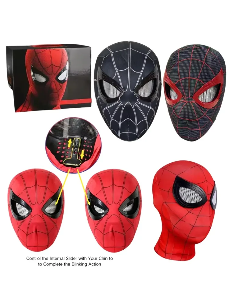 W magazynie: Elektroniczna maska Spider-Mana w skali 1:1 z ruchomymi, świecącymi oczami, sterowana pierścieniem, zabawka cosplayowa, prezent. — 2