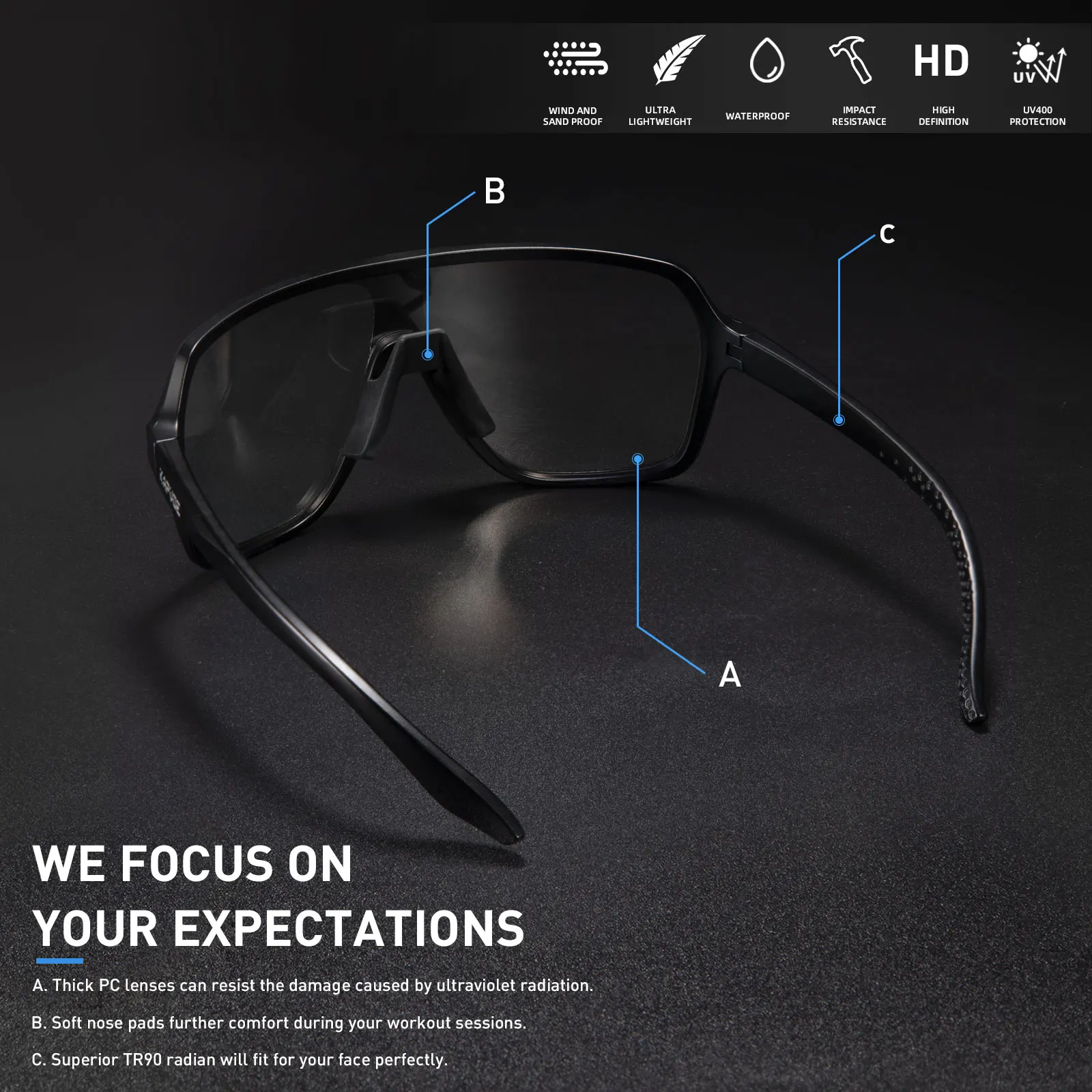 SCVCN Photochromic Cycling Glasses Polarized Sunglasses for Men MTB Bike Eyewear Goggles Bicycle Glasses Sports UV400 Sunglasses