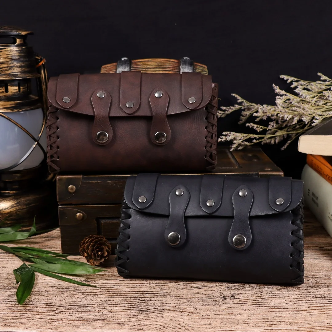 Medieval Vintage Money Pouch Bag Costume Accessory Men Women Viking Leather DrawstringBag Coin Purse