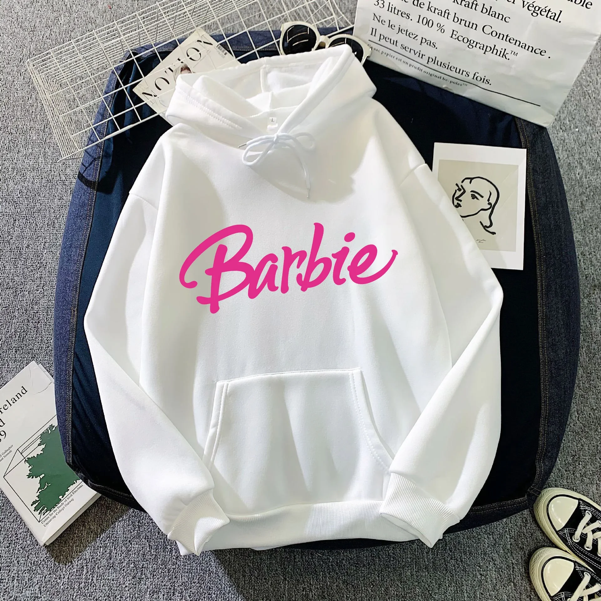 Barbie Dikke Fleece Hoodie Herfst En Winter Stijl Ins Losse Jas Anime Kawaii Sweatshirt Voor Dames Kleding Verjaardagscadeaus