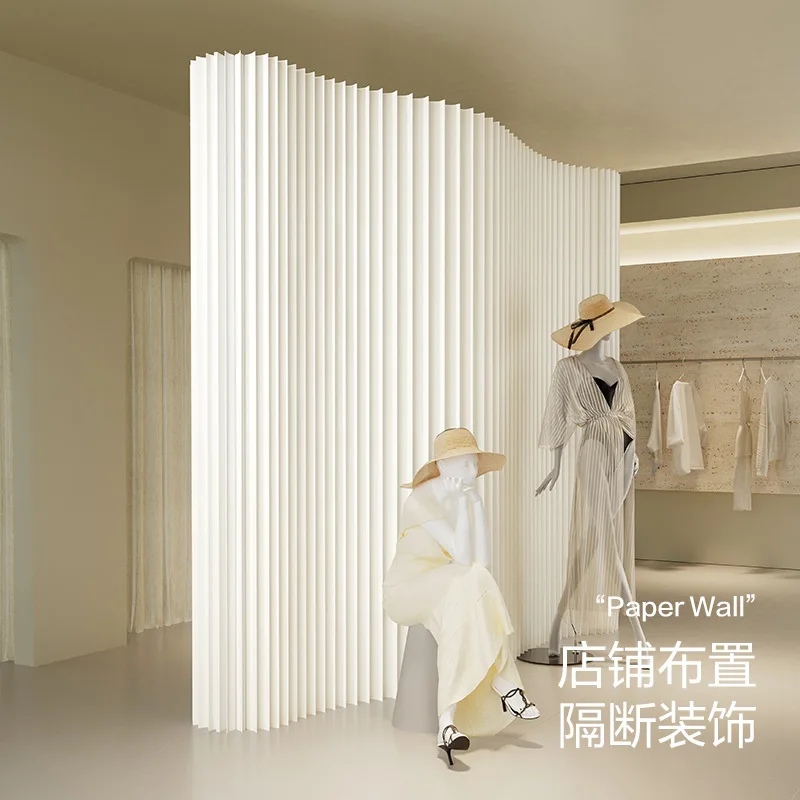 Creative art paper screen exhibition hall partition folding mobile paper wall open and easy to arrange background wall