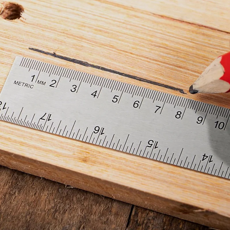 Stainless Steel Metal Ruler: Ruler With Cork Backing Non-Slip Rulers With Inch And Centimeters Ruler 18 Inch 2 Pack