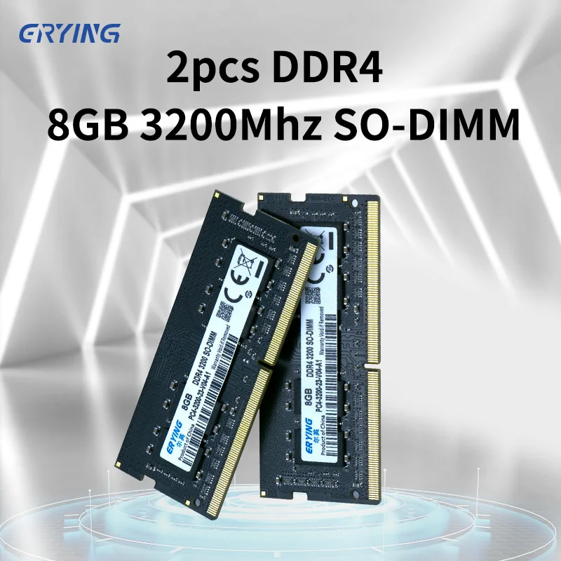 

ERYING 2pieces DDR4 8GB Laptop RAM 3200MHz 260Pin SODIMM Notebook Memory