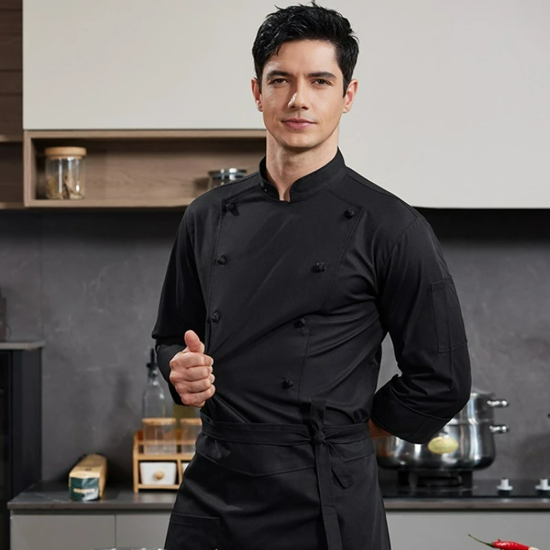 Koksjas met lange mouwen, knopen, heren, dames, keuken, koksjas, foodservice-uniform