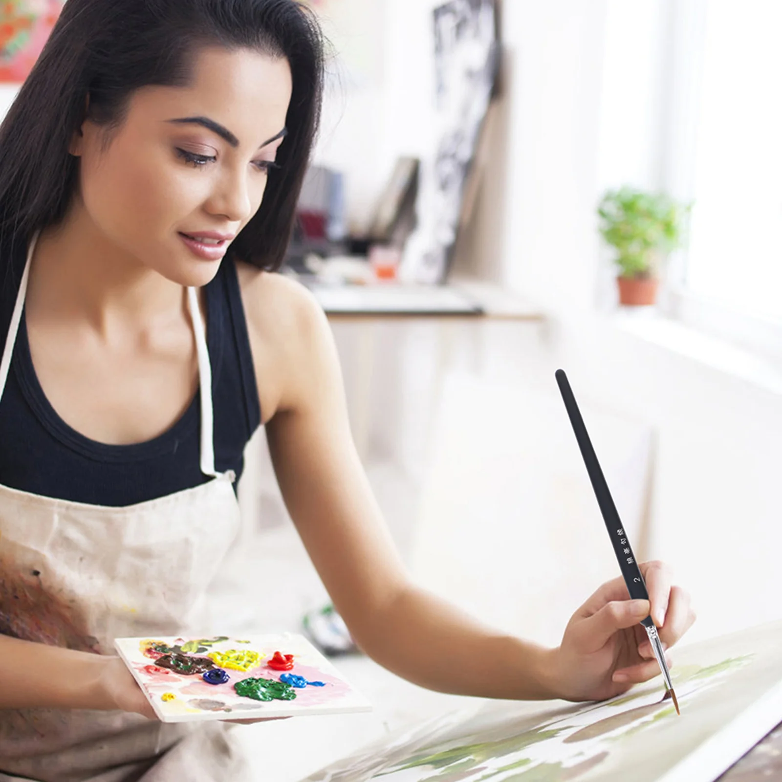 

7pcs Fine Detail Paint Brush Set Thin Handle For Acrylic Watercolor Oil Painting Artist Micro Brush Set Art Craft Tool