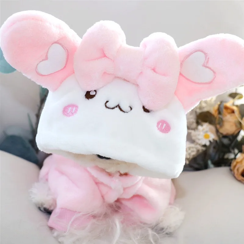 Pink Dog Clothes Rabbit Transformation Costume Pet Halloween Four Legged Clothes Teddy Winter Warm Clothes Bichon Jumpsuits