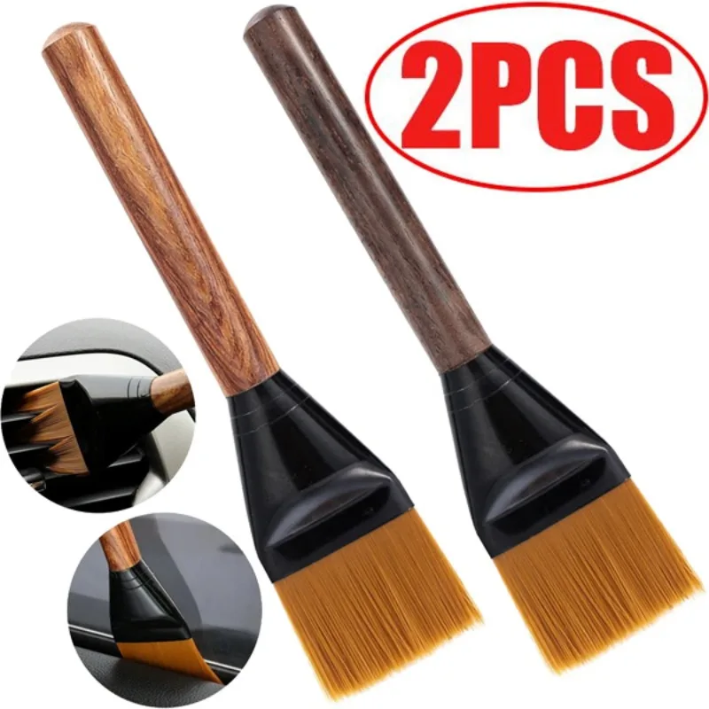 Cleaning Brush Wood Handle Tools Car Interior Detailing Air Outlet Interior Dust Removal Brushes Auto Clean Tools