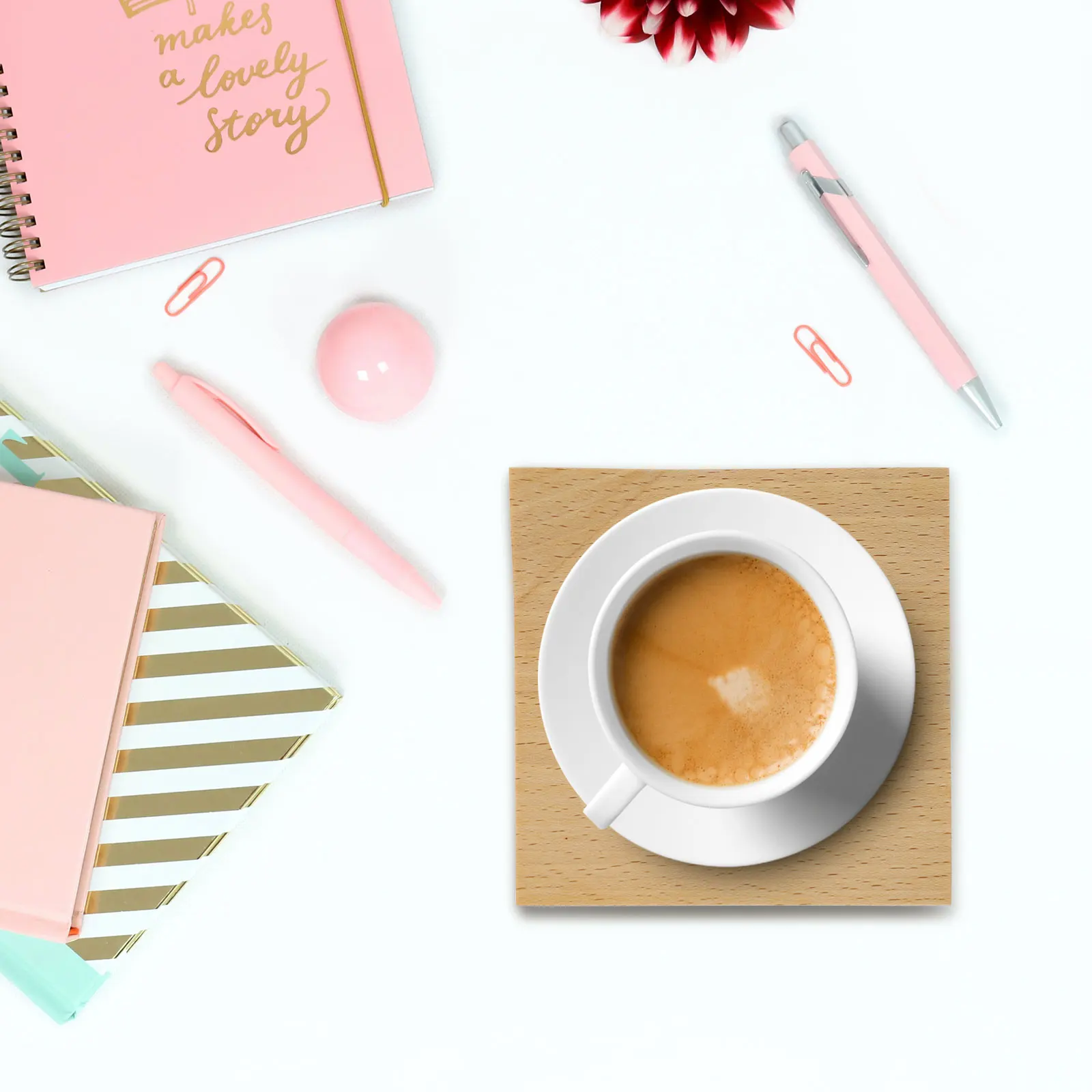 

1pc Creative Wood Cushion Simple Style Heat Resistant Waterproof Desktop Coaster For Home Use Decorative Teacup Non Skid Mug Pad