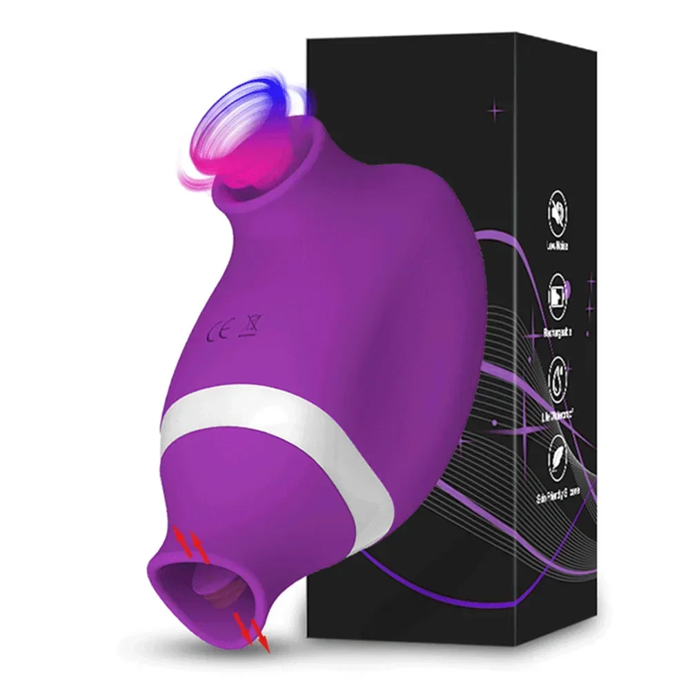 Potente vibrador de succión para mujer, lengua para lamer clítoris, pezones, succionadores, estimulador de vacío, Juguetes sexuales para adultos para mujeres y parejas