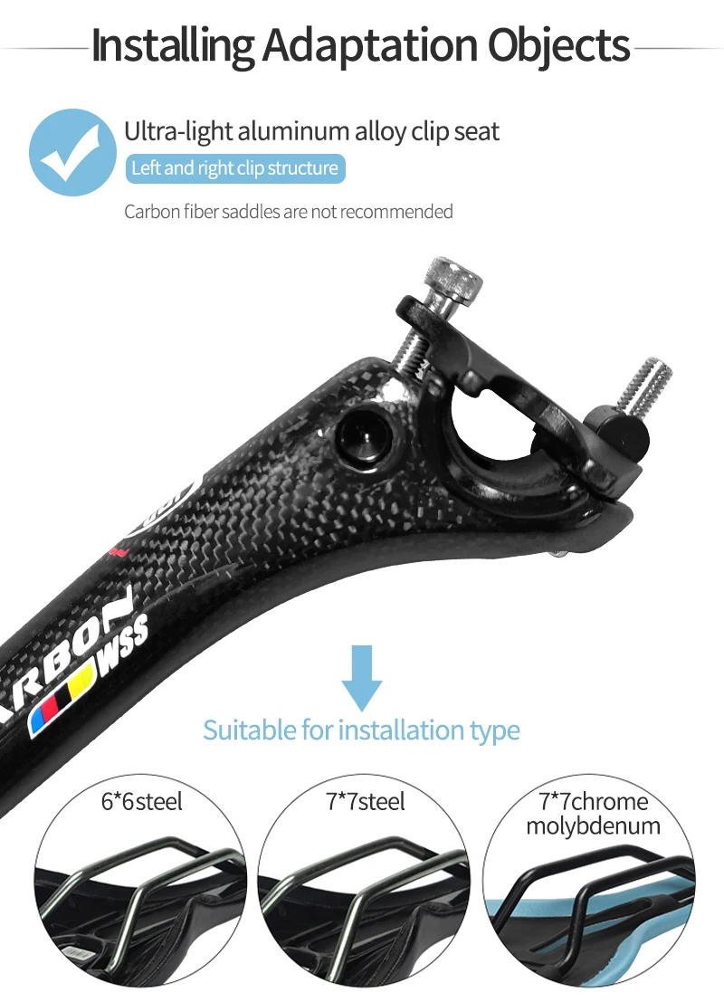 3K Glänzende Carbonfaser-Sattelstütze für Mountainbikes, Doppelspikes, 27,2mm 30,8mm 31,6mm Durchmesser, 350mm 400mm, Fahrradzubehör – Detail 12