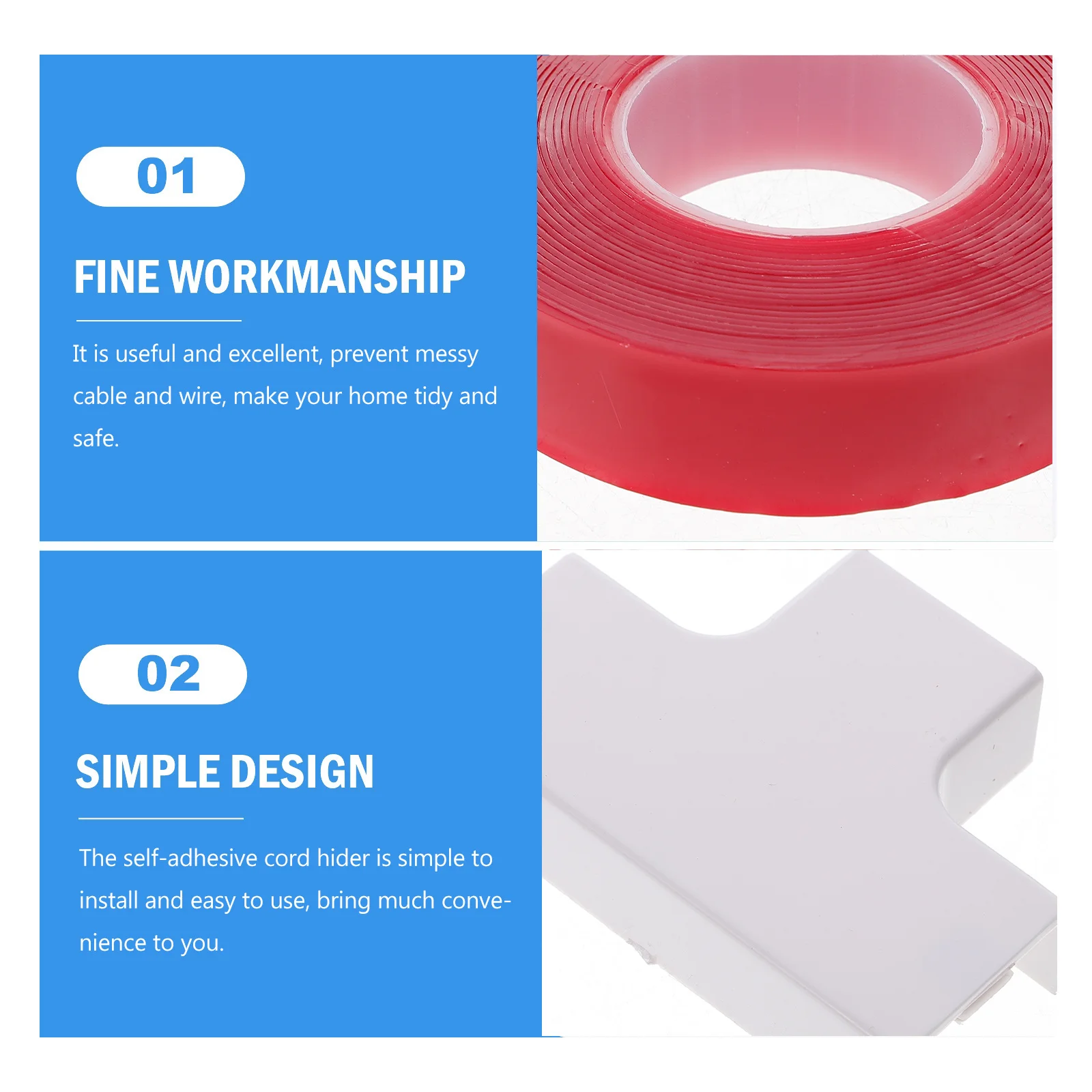 1Set PVC Cable Concealer Cord Hider Raceway Kit Self-Adhesive Cord Cover for Office Home Use Cable Concealer Wire Hider