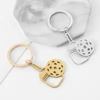 Pickleball Racket Keychain Pendant Team Sports Player Fans Stainless Steel Jewelry Women Men Gifts