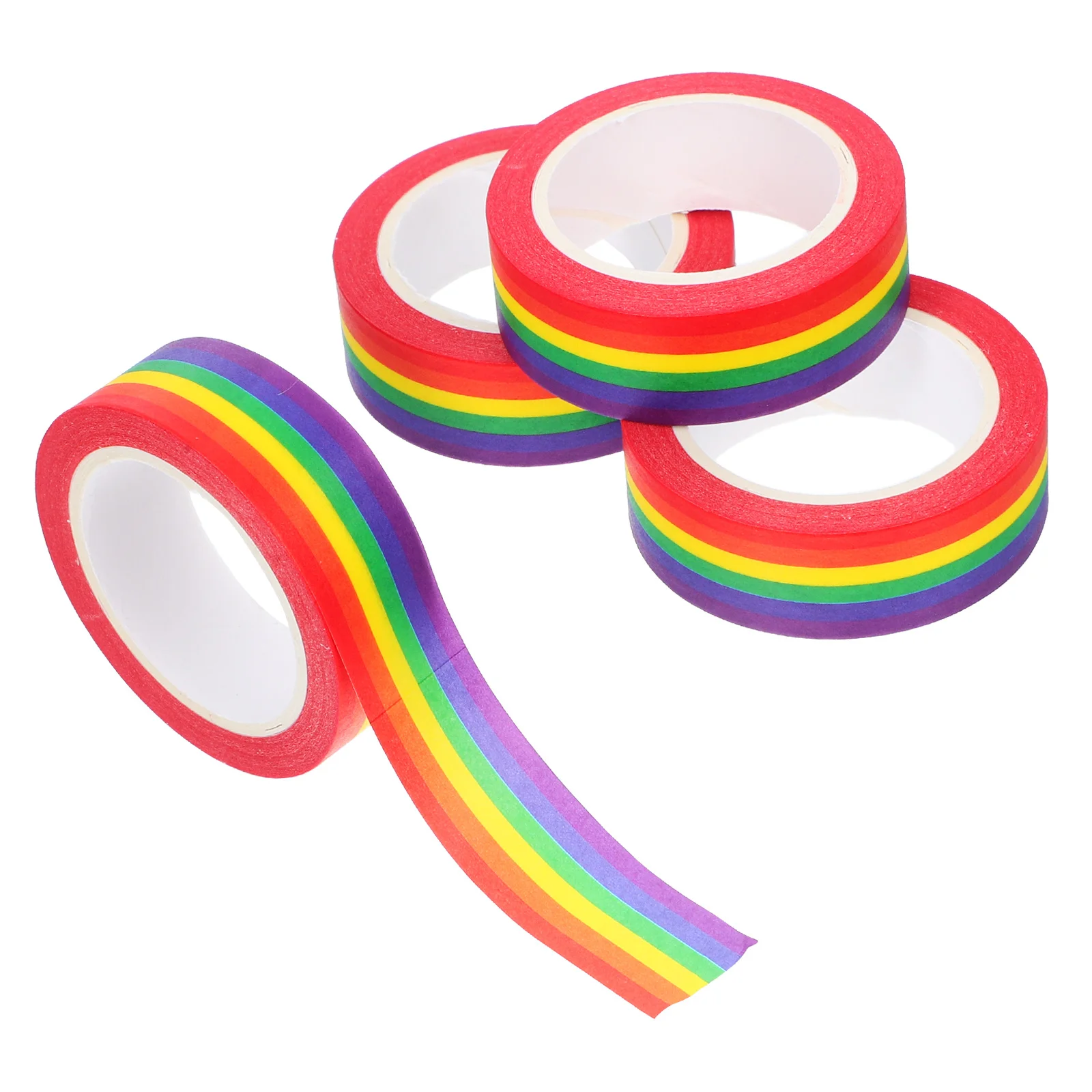 

4Pcs Washi Tape 15mmx10m Vibrant Rainbow Adhesive Tearable Craft Tape for Journaling Envelopes Wrapping Pride Party Decorations