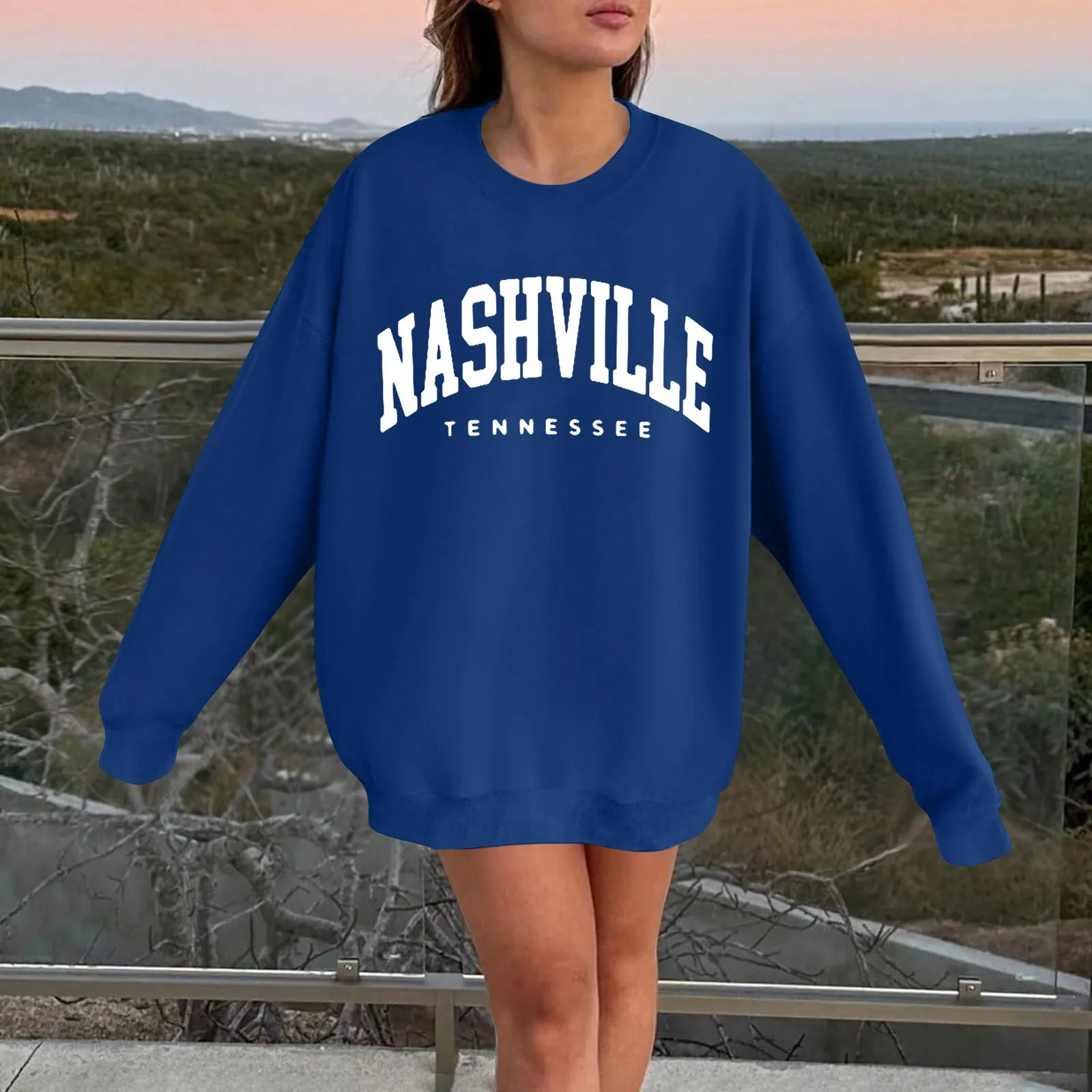 

Women's Sweatshirt Printed Letter Round Neck Sweatshirt Preppy Style Loose Fashion Versatile Ladies Hoodless Sweatshirt