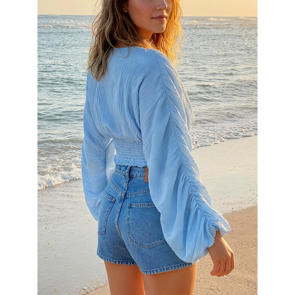 Summer Draped Chiffon Blouse Image 3