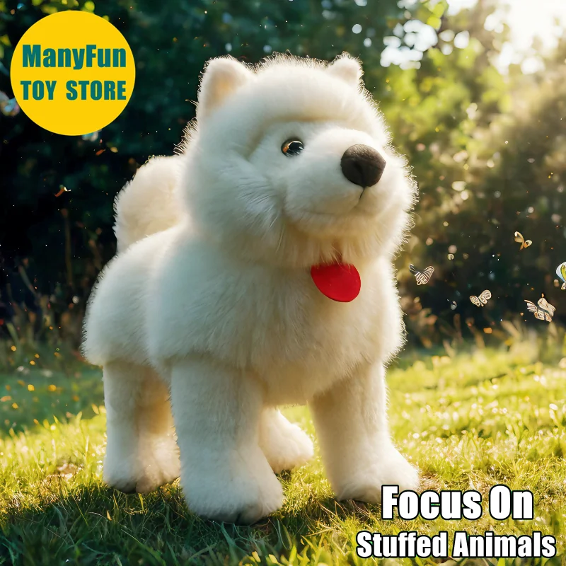 

Realistic Samoyed Dog High Fidelity Cute Sammy Dog Plushie Plush Toys Lifelike Animals Simulation Stuffed Doll Kawai Toy Gifts