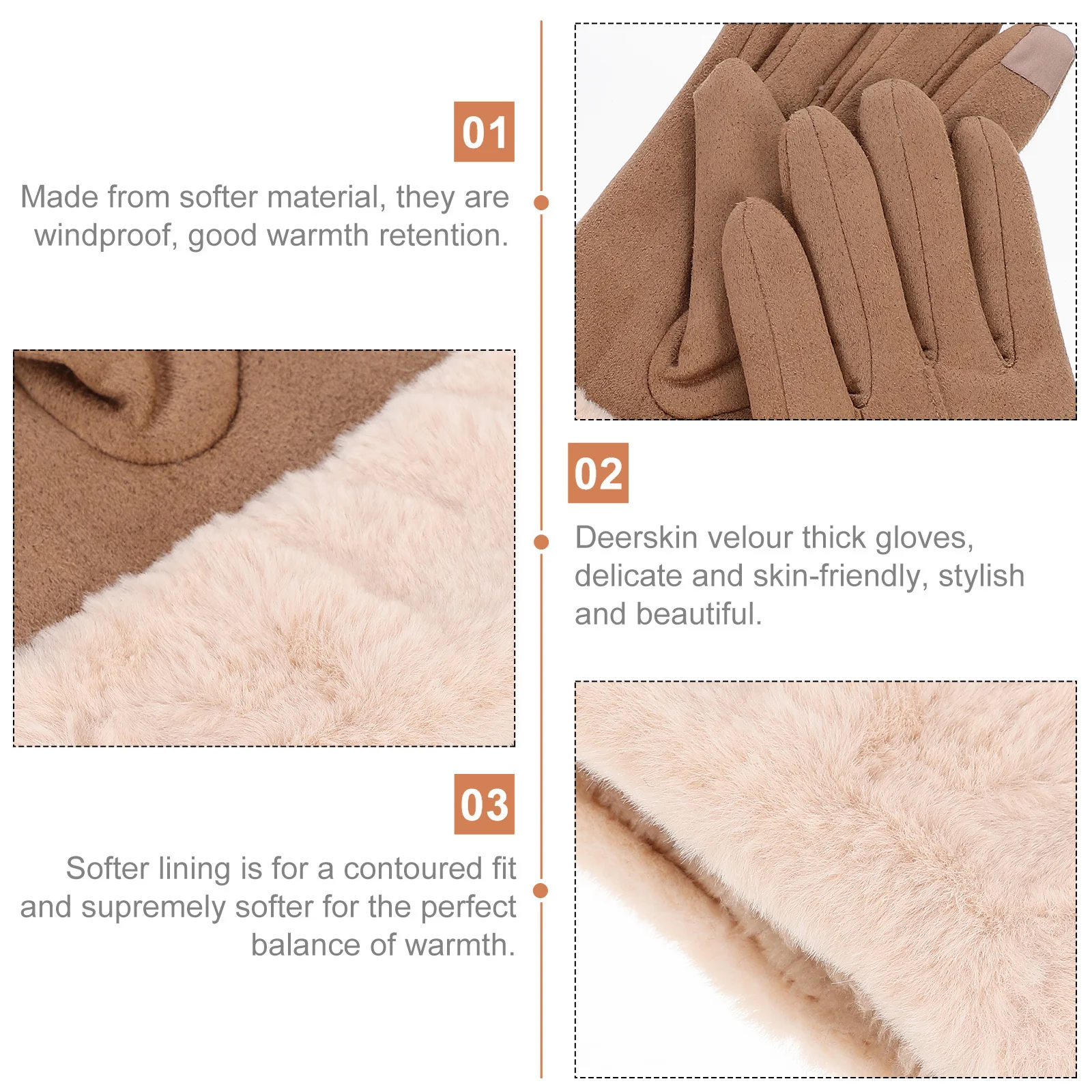 1Pair Screen Gloves Velour Thickened Winter Riding Thermal Gloves for Women Breathable Women Riding Glove