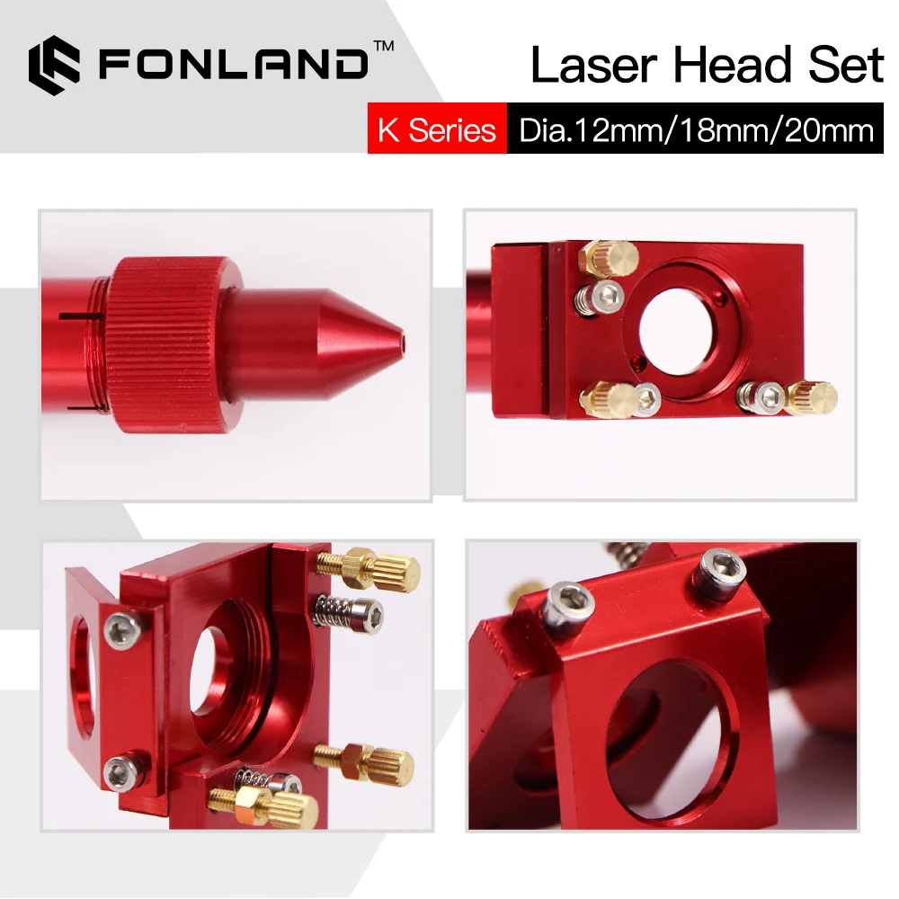 FONLAND K Series CO2 Mini Laser Head Set D12/18/20mm FL50.8mm Lens for 2030 4060 K40 Laser Engraving Cutting Machine